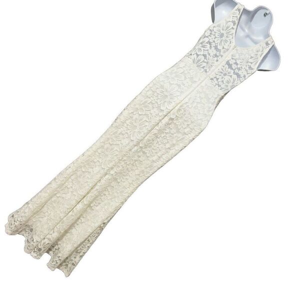 FE Forever Women’s Mermaid Style Wedding Dress White Ivory Lace Satin Size Small - Picture 4 of 8